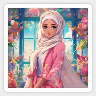 Muslim Islamic Hijab Anime Woman Sticker